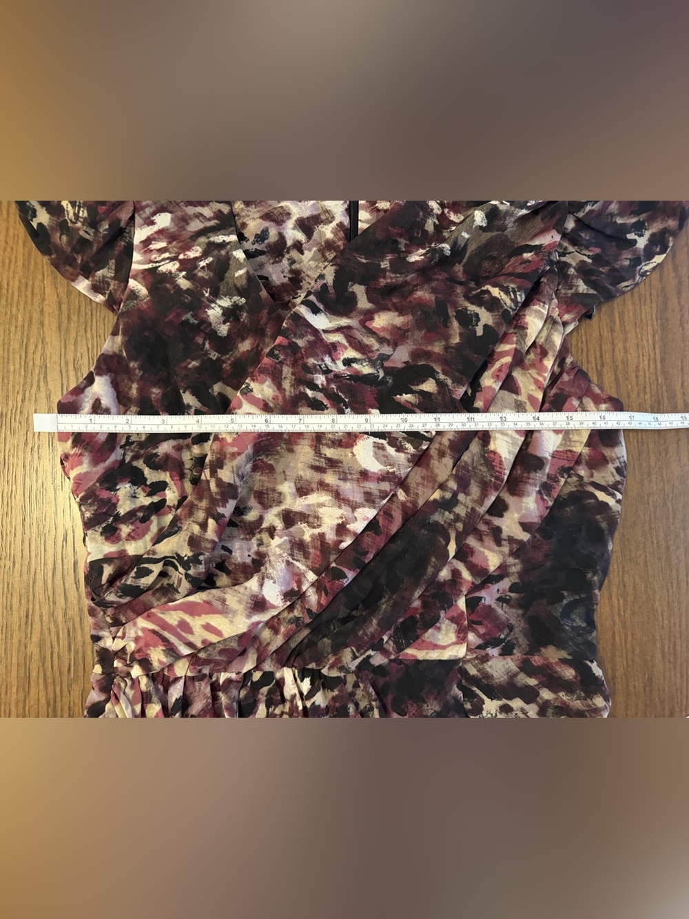 Guess Plum Multi Ruched Cap-Sleeve Mini Dress - Picture 3 of 5